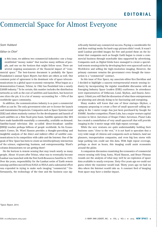 NewSpace March 2015 top article first page Hubbard.png