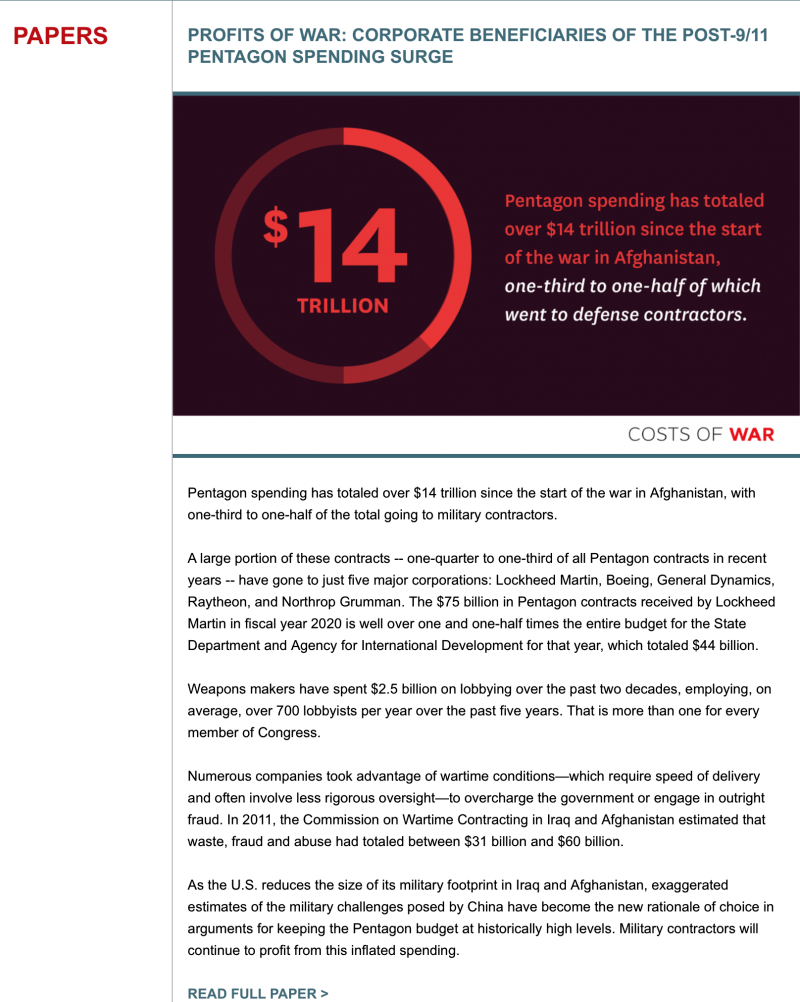 Profits of War - $14 Trillion - Read the Brown Univ-Watson Instit Report.PNG