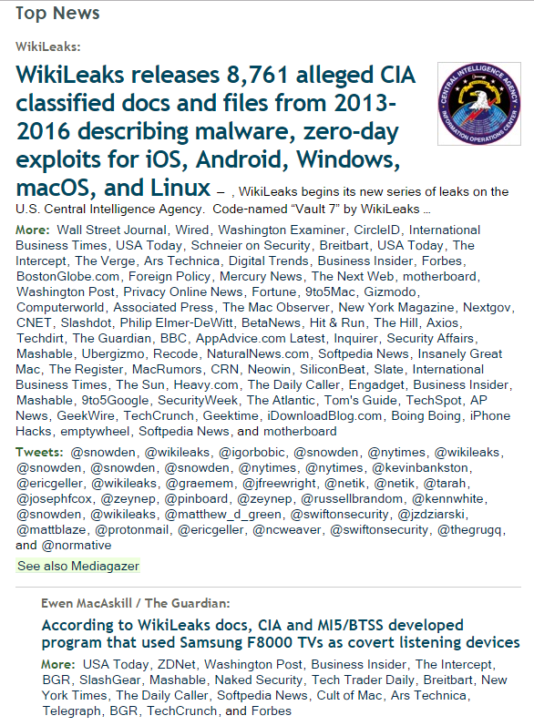 WikiLeaks -Vault7 - Techmeme.png